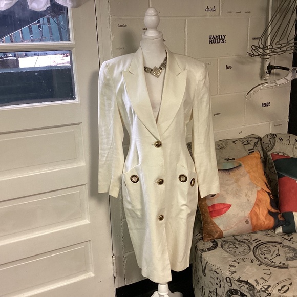 PSI. Vintage LINEN DRESS SZ 6 USA MADE. IVORY COLOR - Picture 1 of 15